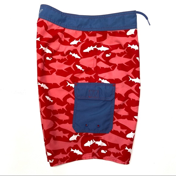 VINEYARD VINES Red Shark Board Shorts - Picture 9 of 14